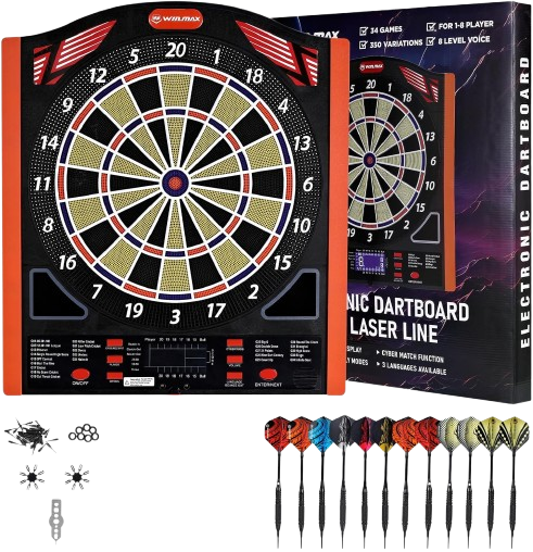 Illuminated Soft Tip Gaming System with Laser Toe Line and Multi-Player Functionality